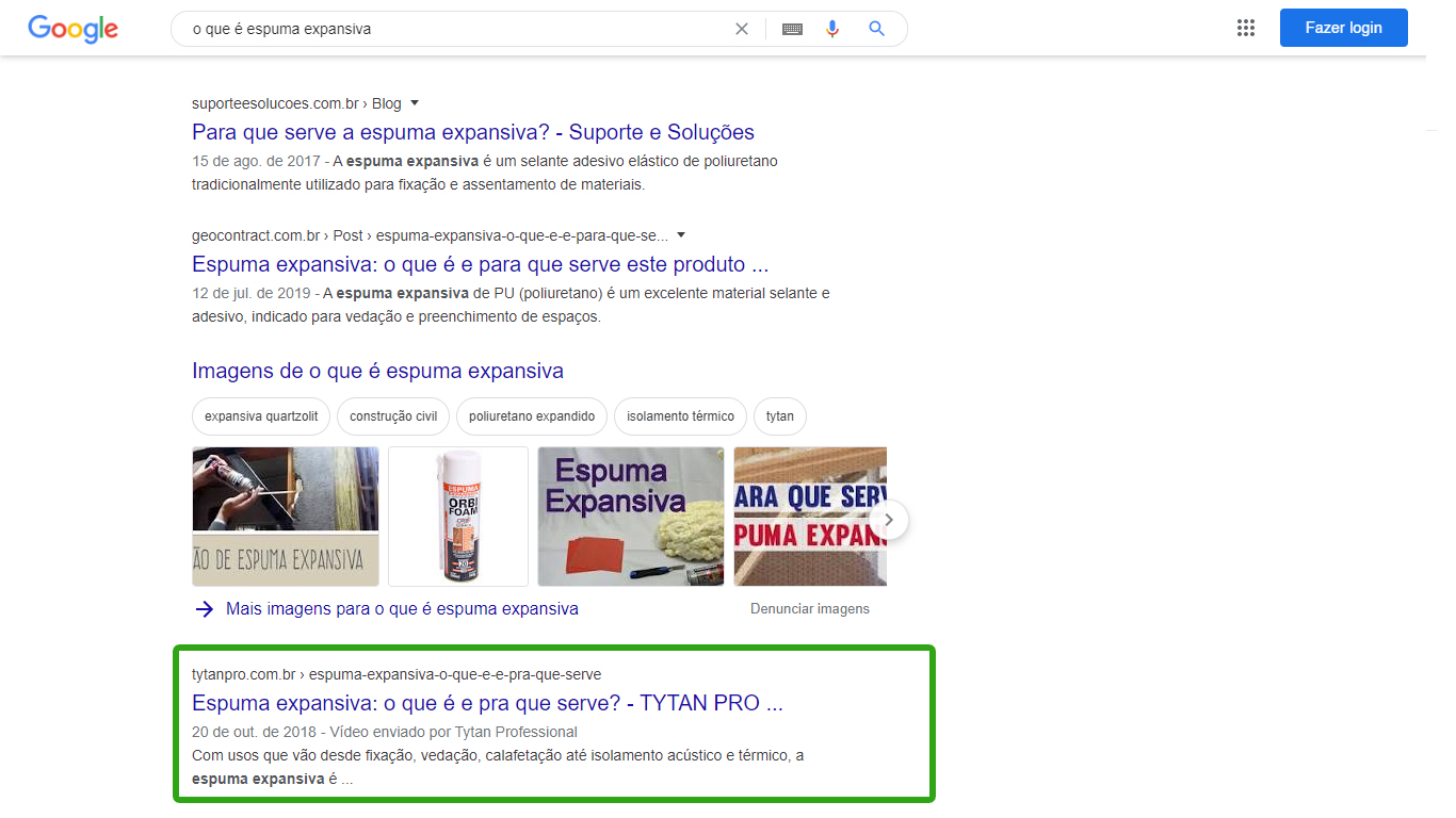 imagem de posicionamento do artigo o que é espuma expansiva, da tytan professional